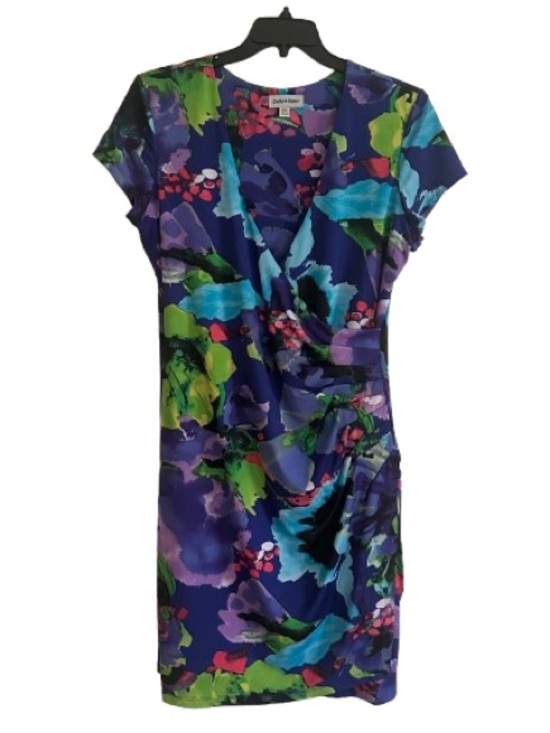 Shelby & Palmer Dresses & Skirts - Shelby & Palmer Dress Purple Pink Blue Floral Cap Sleeve Faux Wrap Ruched XL